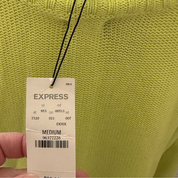 NWT Express Green wide Crew Neck Sweater side split sz M - Picture 6 of 7